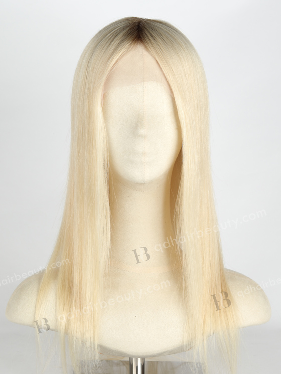 In Stock European Virgin Hair 16" Straight T9/60# Color Lace Front Silk Top Glueless Wig GLL-08039